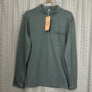 NWT Sailwind Men’s Henley Long Sleeve Shirt Green Cotton Spandex